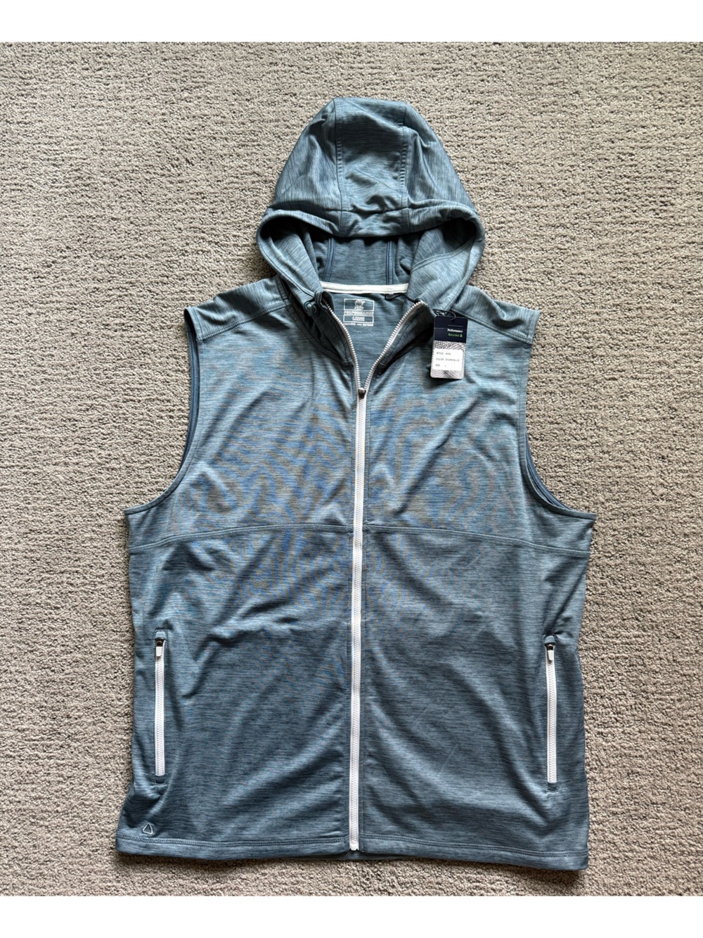 AHEAD Men's Sleeveless Hooded Zip Vest in Storm Blue